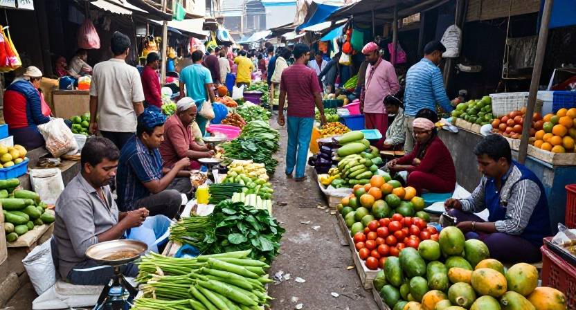 কাঁচাবাজারে তাজা সবজি ও ফলের সমাহার